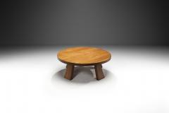 Round Brutalist Oak Coffee Table Europe Mid 20th Century - 4007865