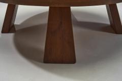 Round Brutalist Oak Coffee Table Europe Mid 20th Century - 4007871