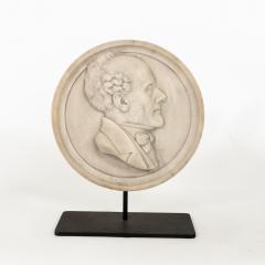 Round Carved Marble Plaque Of A Gentleman On Later Iron Stand French circa 1870 - 4121312