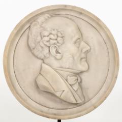 Round Carved Marble Plaque Of A Gentleman On Later Iron Stand French circa 1870 - 4121314