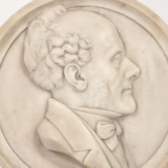 Round Carved Marble Plaque Of A Gentleman On Later Iron Stand French circa 1870 - 4121318