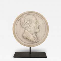 Round Carved Marble Plaque Of A Gentleman On Later Iron Stand French circa 1870 - 4121529