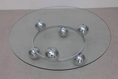 Round Chrome Sputnik Atomic Coffee Table with Glass Top - 552045