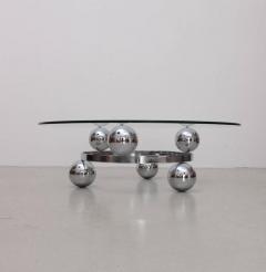 Round Chrome Sputnik Atomic Coffee Table with Glass Top - 552048