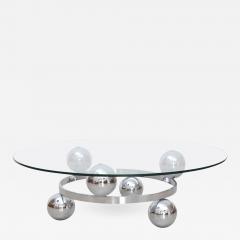 Round Chrome Sputnik Atomic Coffee Table with Glass Top - 552876