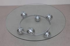 Round Chrome Sputnik Atomic Coffee Table with Glass Top - 833851