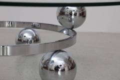 Round Chrome Sputnik Atomic Coffee Table with Glass Top - 833852
