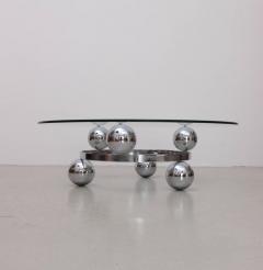 Round Chrome Sputnik Atomic Coffee Table with Glass Top - 1101137