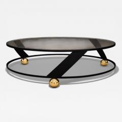 Round Coffee Table in Plated Painted Metal with Glass Top 1960s Lot 416 - 4634614