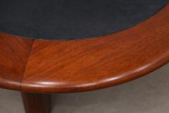 Round Coffee Table in Solid Hardwood Black Leather Brazilian Modern 1970s - 4586242