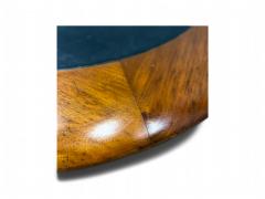 Round Coffee table in Hardwood Black Leather Unknown 1970s Lot 558 - 4336405