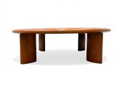 Round Coffee table in Hardwood Black Leather Unknown 1970s Lot 558 - 4336408
