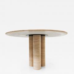 Round Contemporary Travertine Dining Table in the Style of Mario Bellini - 2566946