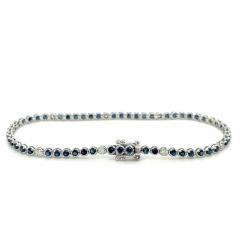 Round Cut Blue Sapphire Diamond Prong Set Tennis Bracelet in 14K White Gold - 3592722