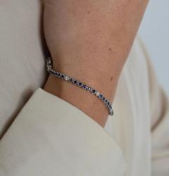 Round Cut Blue Sapphire Diamond Prong Set Tennis Bracelet in 14K White Gold - 3592727
