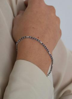 Round Cut Blue Sapphire Diamond Prong Set Tennis Bracelet in 14K White Gold - 3592785