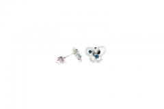 Round Cut Blue and White Diamond Butterfly Outline Stud Earrings - 3512806