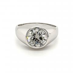 Round Cut Lab Grown Diamond in 14K White Gold Bezel Set Mens Solitaire Ring - 3633389