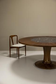 Round Dining Table In Mahogany And Terrazzo Italy 1950s - 3410265