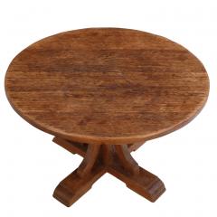 Round French Oak Brutalist Dining Table with Hand Gouged Tabletop C 1940 - 4769102