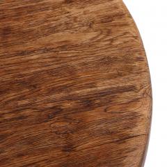 Round French Oak Brutalist Dining Table with Hand Gouged Tabletop C 1940 - 4769104