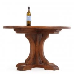Round French Oak Brutalist Dining Table with Hand Gouged Tabletop C 1940 - 4769105