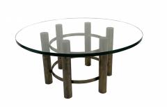 Round Glass Top Coffee Table with Bronze Base - 4652113