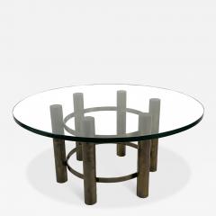 Round Glass Top Coffee Table with Bronze Base - 4700528