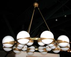 Round Globe Chandelier with White Glass Balls on Brass Frame - 257837