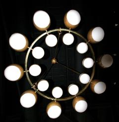 Round Globe Chandelier with White Glass Balls on Brass Frame - 257840