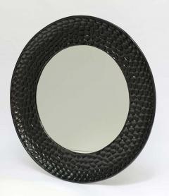 Round High Gloss Black Lacquered Mirror - 1803355