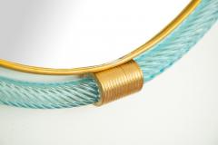 Round Light Blue Twisted Rope Murano Glass Mirror in Stock - 1658532