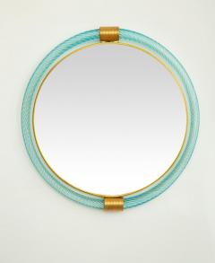 Round Light Blue Twisted Rope Murano Glass Mirror in Stock - 1658533