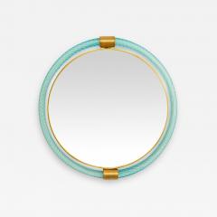 Round Light Blue Twisted Rope Murano Glass Mirror in Stock - 2838512