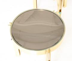 Round Martini Drinks Side Table in Brass with Bronze Optical Glass Italy - 3257511