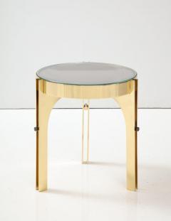 Round Martini Drinks Side Table in Brass with Bronze Optical Glass Italy - 3257512