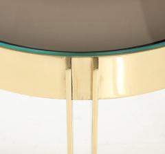 Round Martini Drinks Side Table in Brass with Bronze Optical Glass Italy - 3257519