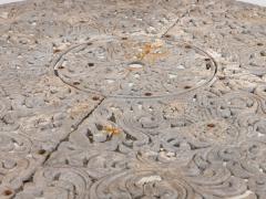 Round Metal Acanthus Leaf Motif Garden Table Sweden 1960s - 3779308