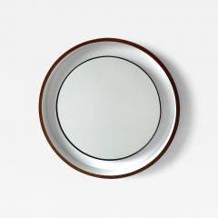 Round Mid Century Backlit Vanity Mirror with Walnut Frame Italy 1960s - 3758635