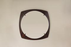 Round Mirror with Outward Curved Rosewood Frame Italy 1960s - 3741484