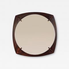 Round Mirror with Outward Curved Rosewood Frame Italy 1960s - 3742694