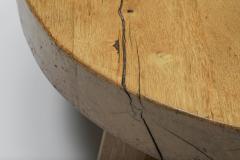 Round Rustic Wooden Coffee Table 1950s - 2611075