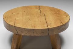 Round Rustic Wooden Coffee Table 1950s - 2611085