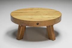 Round Rustic Wooden Coffee Table 1950s - 2611088