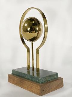 Round Sculpture in Brass with Rectangular Base - 4195818