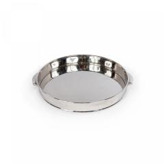 Round Silver Metal Tray with Handles - 4742247