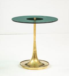 Round Soft Green Murano Glass and Brass Martini or Side Table Italy 24 75 H - 3339583