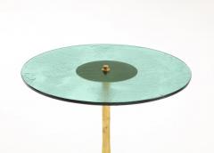 Round Soft Green Murano Glass and Brass Martini or Side Table Italy 24 75 H - 3339585