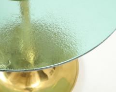 Round Soft Green Murano Glass and Brass Martini or Side Table Italy 24 75 H - 3339588