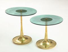 Round Soft Green Murano Glass and Brass Martini or Side Table Italy 24 75 H - 3339592